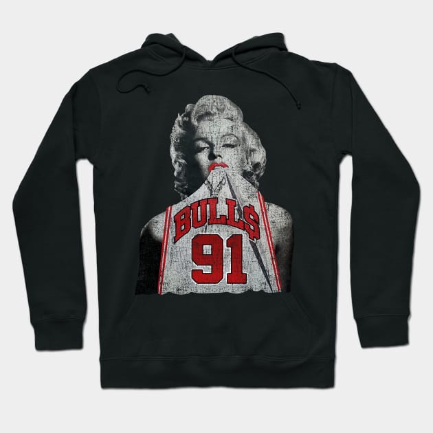 Retro - Marilyn Monroe Chicago Dennis Rodman white Hoodie by botokgetuk